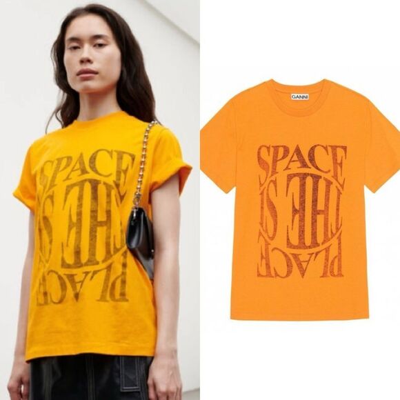 NWT GANNI Space Is the Place graphic-print organic-cotton T-shirt - Picture 1 of 12